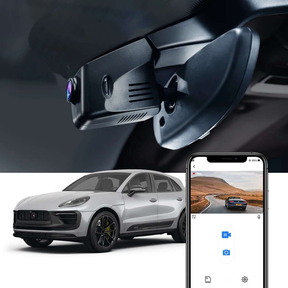 Fitcamx 4K Dash Cam für Porsche Cayenne/Macan/911/Taycan/Panamera/718 Boxster & Cayman, kabellose Auto-Dashcam-Kamera mit WLAN Image