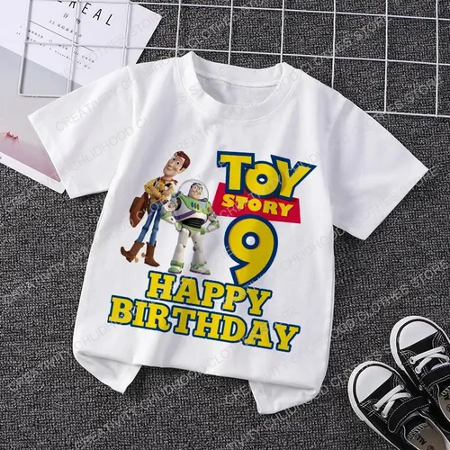 Spielzeug geschichte Kinder T-Shirt Geburtstag 1-14 holziger Buzz Lightyear Disney Kleidung Kawaii