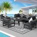 NICESOULÂ® 8 Pieces Large Outdoor Aluminum Furniture Set with Tables Patio Seating Conversation Set Grey Aluminum Modern Patio Sofa Sectional
