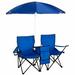 Loveseat Camping Chair Portable Beach Chair with Umbrella Beverage Holder and Carrying Bag for Beach Patio Pool Park