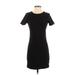 Lea & Viola Casual Dress - Mini Crew Neck Short sleeves: Black Solid Dresses - Women's Size Small