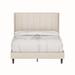 Upholstered Bed Frame with Vertical Channel Tufted Headboard Beige