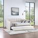 Upholstered Tufted Velvet Daybed, Rounded Corners and Pull-Out Bed for Small Spaces Bedroom Both Twin Size, Beige