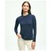 Brooks Brothers Women's Cotton Long Sleeved Crewneck Top | Navy | Size Large