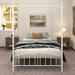 Full Size Metal Canopy Bed Frame with Ornate European Style Headboard & Footboard Sturdy Steel H/Under-Bed Storage Space