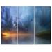 Design Art Dense Blue Clouds Over Lake - 3 Piece Graphic Art on Wrapped Canvas Set