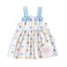 Baby Girls Dress Set Sleeveless Bowknot Flower Printed A-line Slip Dress with Shoulder Bag