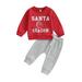 Baby Boys Pants Set Long Sleeve Crew Neck Letters Santa Claus Print Sweatshirt with Elastic Waist Sweatpants Christmas Clothes