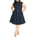 Plus Size Women's Fit & Flare Denim Dress by ELOQUII in Dark Wash (Size 16)