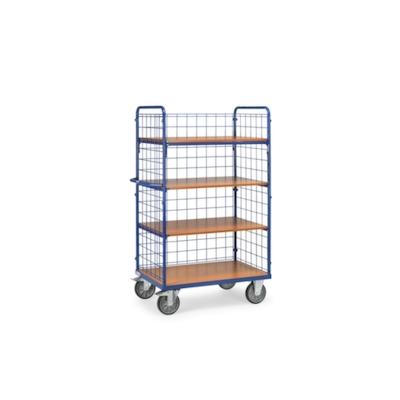 Fetra Etagenwagen, Tragl. 600kg, 4 Etage(n), Ladefl. LxB 1000x700mm, Holzböden, RAL5007 Image