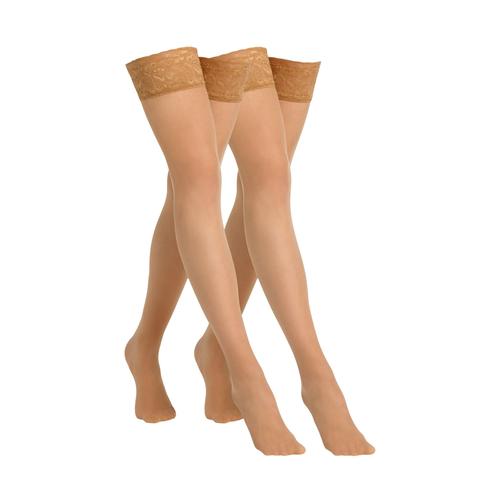 „Feinstrumpfhose CAMANO „“Halterlose Strümpfe 2er Pack““ Gr. L, rosa (powder) Damen Strumpfhosen Feinstrumpfhosen“