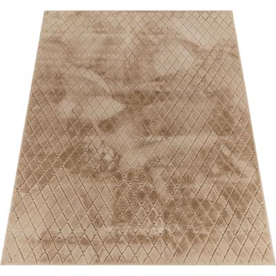 Hochflor-Teppich PACO HOME "Arnheim 742", beige, B:120cm H:26mm L:160cm, Polyester, Teppiche, Uni Farben, Rauten Muster, besonders weich, Hoch-Tief Effekt Image