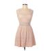 Trixxi Casual Dress - A-Line Scoop Neck Sleeveless: Pink Print Dresses - Women's Size 7