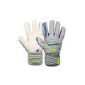 Reusch Attrakt Grip Finger Junior 5272810 Unisex Goalkeeper Gloves for All Playing Field Surfaces Vapor Grey/Safety Yello, 4