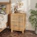 Loon Peak® Fayola Farmhouse 2 Drawers Nightstand w/ Ring Pattern Wood in Brown | 24.25 H x 18.5 W x 13.75 D in | Wayfair