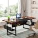 Ebern Designs Freiden 63" Executive Desk w/ Shelves, Walnut Wood/Metal in Black/Brown/Gray | 30 H x 32 W x 63 D in | Wayfair