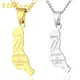 Ethlyn Comoros map pendant & 45cm/60cm necklace Gold Color /white gold country map Comorin/Comore