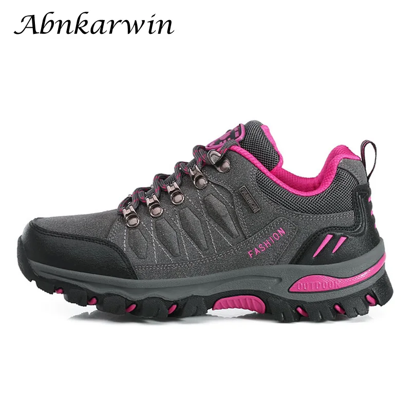 Herbst Frühling Frauen Outdoor Leder Trekking Wanderschuhe Frau Berg Turnschuhe Trekking Wandern Camping Trail Klettern