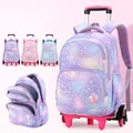 Kinder Schul rucksack Set mit Rädern Studenten Taschen für Mädchen Trolley Tasche niedlichen Schult