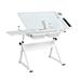 Adjustable Tempered Glass Drafting Printing Table Desk with Chair