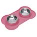 Pet Deluxe Dog Bowls Stainless Steel Dog Bowls with No Spill Skid Resistant Silicone Mat Dog Food and Water Bowl Set Feeder Bowls for Small Medium Large Size Dogs Cats Pets Puppy Dog Dish - pink