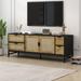 Rattan Tv Stand for Tvs Up to 65" Boho Media Console with Adjustable Shelves Suitable Entertainment Center, Steel Gray