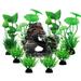 PietyPet Aquarium Decorations Plants with Rockery View Aquarium Decor Green Plants and Rock Cave Hideout Ornaments Fish Tank Accessories Fish Tank Plants Plastic Decoration for Aquariums 9pcs