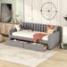 Twin Size Velvet Upholstered Daybed with Storage Drawers, Velvet Storage Sofa Bed Daybed with Wood Slat Support