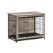 Wooden Dog Crate, Indoor Pet Crate End Table, Dog Furniture with Removable Tray, Rustic Brown and Black - Greige