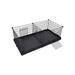 Small Animal Pet Playpen, Enclosure with Divider Panel for 2 Separate Spaces, Floor Mat and 3 Doors - 48.4"L x 24.8"W x 18.1"H