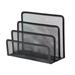 4 slot document organizer Metal Mesh File Magazine Holder Desktop Organizer 4 Compartments for Home Office (Black)