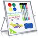 Magnetic Desktop Dry Erase White Board 10 X10 - Double Side Small Magnetic White Board with Stand for Kids/Student 4 Markers 4 Magnets & Eraser Portable/Foldable Whiteboard for Home/School/Office
