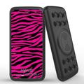 INFUZE Qi Wireless Portable Charger for iPhone 15 External Battery (12000 mAh 18W Power Delivery USB-C/USB-A Quick Charge 3.0 Ports Suction Cups) - Pink Zebra Stripes