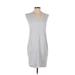 Helmut Lang Casual Dress - Sheath Plunge Sleeveless: Gray Print Dresses - Women's Size 4