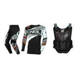 Oneal 2023 Mayhem Wild Offroad Jersey Pant Chest Protector Combo Black/White (XX-Large / 40)