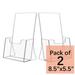 NIUBEE Acrylic Brochure Holder 8.5 * 5.5 inches 2 Pack Clear Acrylic Literature Holder Plastic Flyer Display Stand Acrylic Countertop Organizer for Magazine Pamphlet Booklets Menu Journals