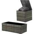 RoyalCraft Modular Collections Grey Wicker Storage Box & Outdoor Coffee Table Glass Top Wicker Table Aluminum Frame