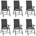 Dcenta 6 Piece Garden Chairs Black Textilene Backrest Adjustable Outdoor Dining Chair for Patio Balcony Backyard Outdoor Furniture 21.3 x 28.7 x 42.1 Inches (W x D x H)