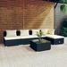 Anself 6 Piece Patio Set with Cushions Poly Rattan Black