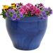 Studio Ceramic Indoor/Outdoor Planter - UV- And Frost-Resistant - Blue Glazed Finish - 18-Inch