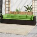 Anself 4 Piece Patio Set with Cushions Brown Poly Rattan