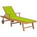 Anself Sun Lounger with Bright Green Cushion Solid Wood Teak