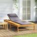 Aibecy Sun Lounger with Dark Gray Cushion and Pillow Solid Wood Acacia
