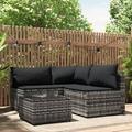 Anself 4 Piece Outdoor Patio Furniture Set Cushioned Corner Sofa and 2 Middle Sofas with Glass Top Coffee Table Sectional Set Poly Rattan Conversation Set for Garden Deck Poolside Backyard