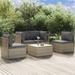 Andoer 5 Piece Patio Set with Cushions Gray Poly Rattan