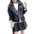 Elife Girls Fashion PU Leather Motorcycle Jacket Children s Outerwear Slim Coat Black 2-3Y â€¦