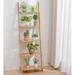 ViBelle 5-Tier Elegant Ladder Shelf Bamboo Storage Rack Shelves Wall Leaning Shelf Unit - Great for Home and Office DÃ©cor - (Bamboo)