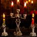 Halloween Candle Decorations White Skeleton Hands Hold Lighted Candle Stakes Waterproof Battery Operated Pathway Light Up for Halloween Indoor Outdoor Garden Festival Centerpieces Window Decor