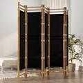 Dcenta Folding 5-Panel Room Divider 78.7 Bamboo and Canvas