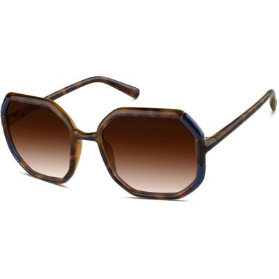 Zenni Women's Geometric Rx Sunglasses Tortoiseshell Plastic Full Rim Frame